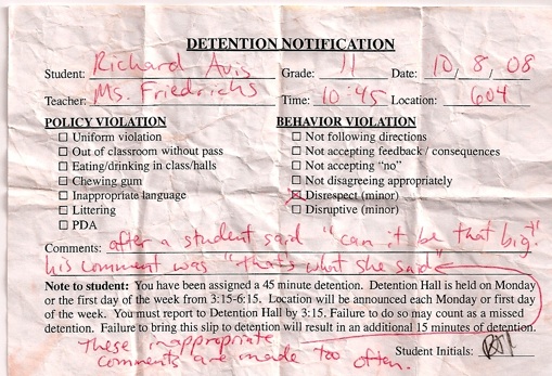 A teacher goes a little over board with detention.