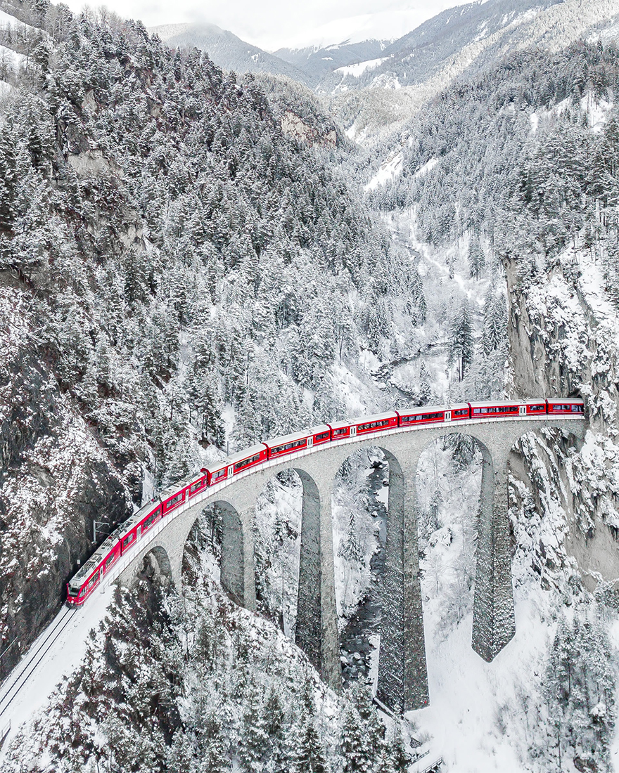 #1 People's Choice Prize, Red Train, located in Landwasserviadukt Switzerland.