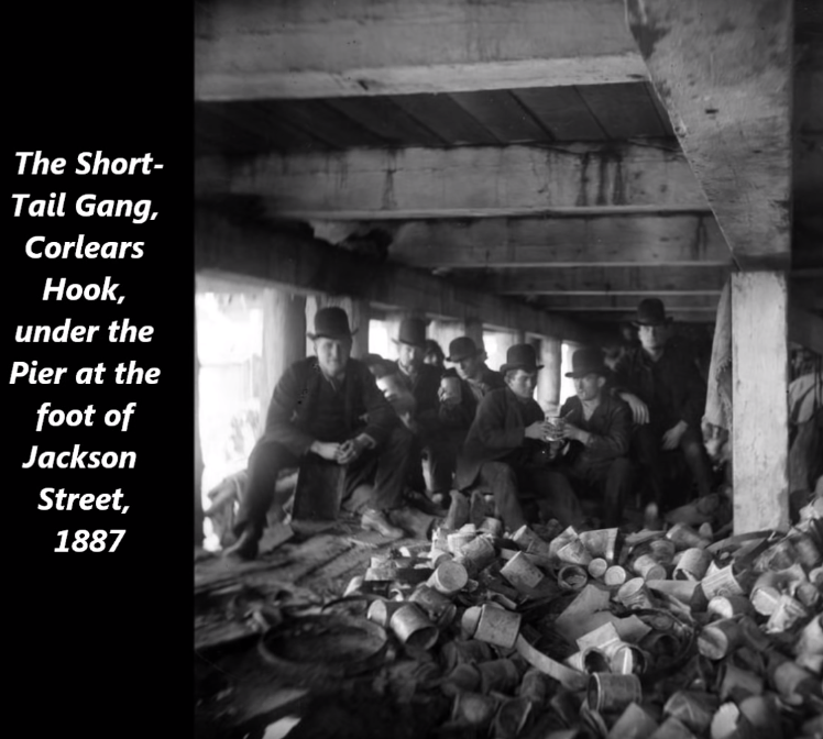 short tail gang - The Short Tail Gang, Corlears Hook, under the Pier at the foot of Jackson Street, 1887