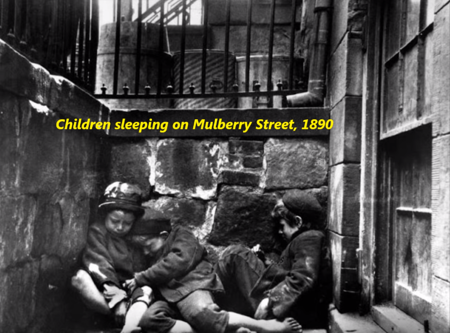 jacob riis how the other half lives - Children sleeping on Mulberry Street, 1890