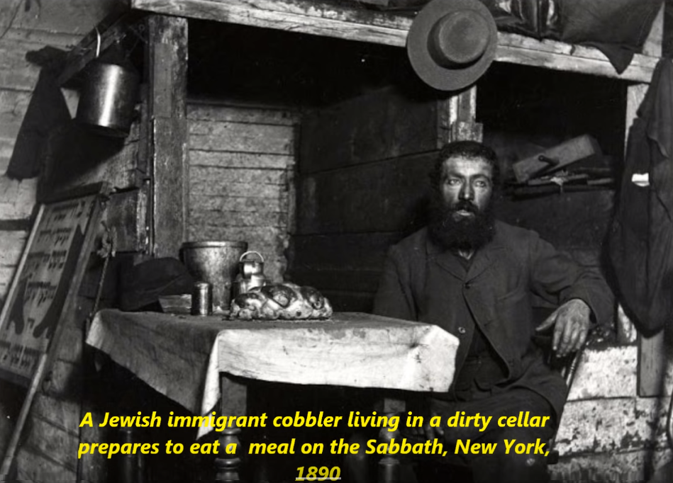 gangs of new york vased - A Jewish imr igrant cobbler living in a dirty cellar prepares to eat a meal on the Sabbath, New York, 1890