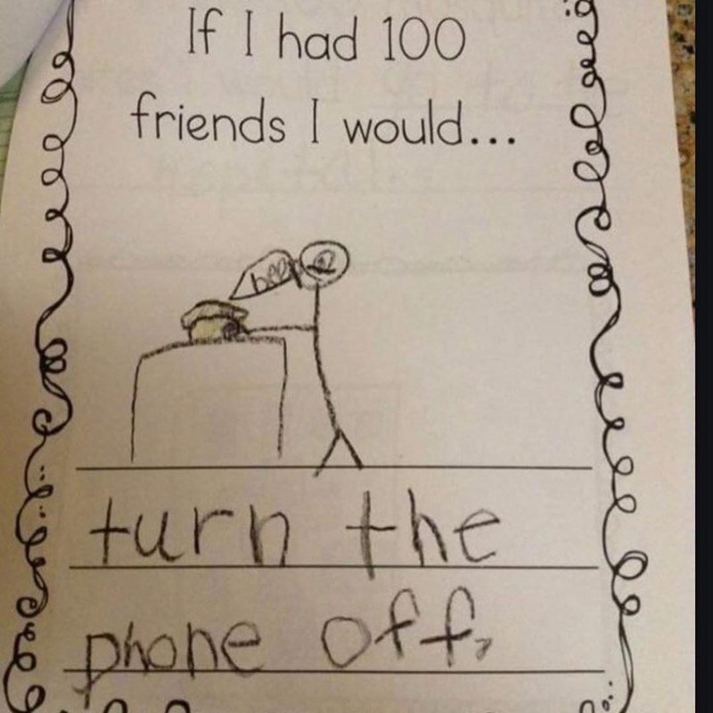 funny school work - If I had 100 friends I would... 9 e nos tersee Cas9 29 6 turn the phone off
