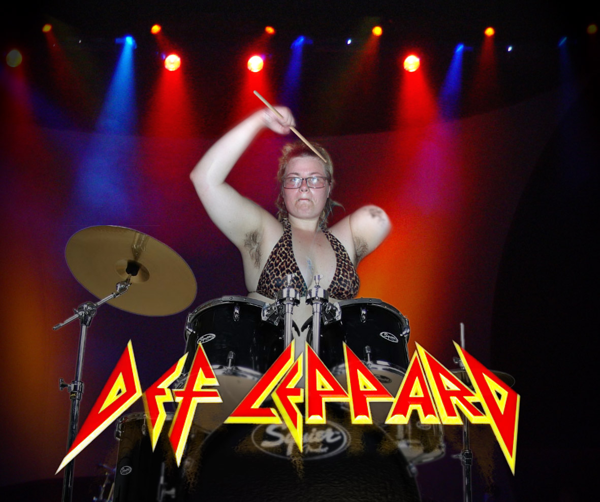 Rick Allen's little sister in a lesser known Def Leppard cover band.