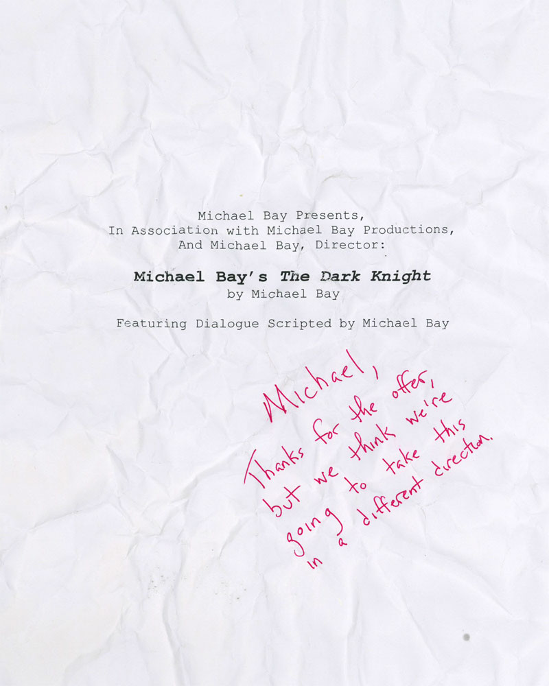 Michael Bay Rejected Dark Knight Script