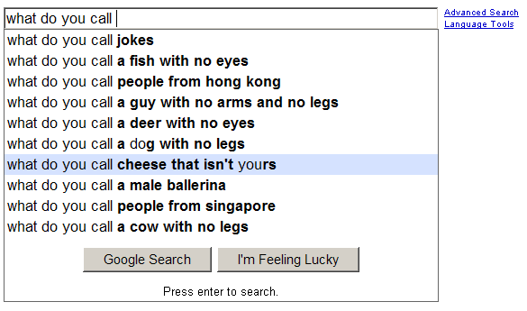 Strange Suggestion Results From Google