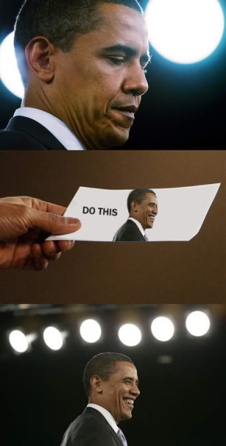 When in a pinch, Obama goes to his cheat sheets.