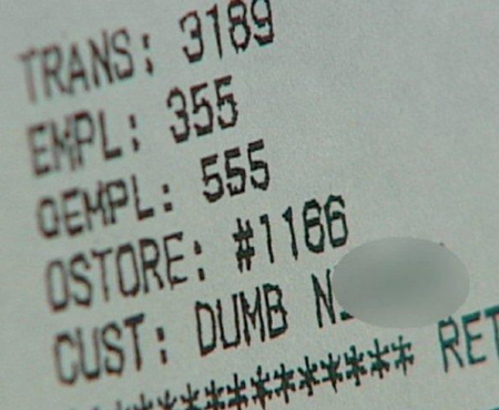 I believe someone is on the phone for you.

Actual receipt given to a black customer at a Journey's in Missouri