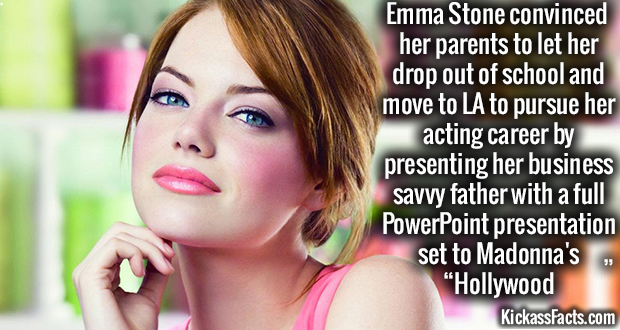 emma stone revlon - Emma Stone convinced her parents to let her drop out of school and move to La to pursue her acting career by presenting her business savvy father with a full PowerPoint presentation set to Madonna's, Hollywood KickassFacts.com