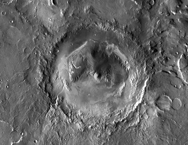 Gale is a crater on Mars near the northwestern part of the Aeolis quadrangle at 5.4S 137.8E.2 It is 154 km 96 mi in diameter1 and estimated to be about 3.5-3.8 billion years old.