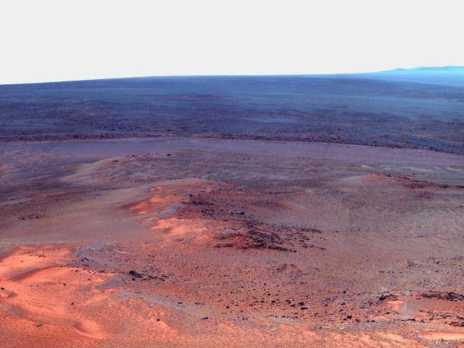 Opportunity's Panoramic Camera Pancam took the component images as part of full-circle view being assembled from Greeley Haven.
