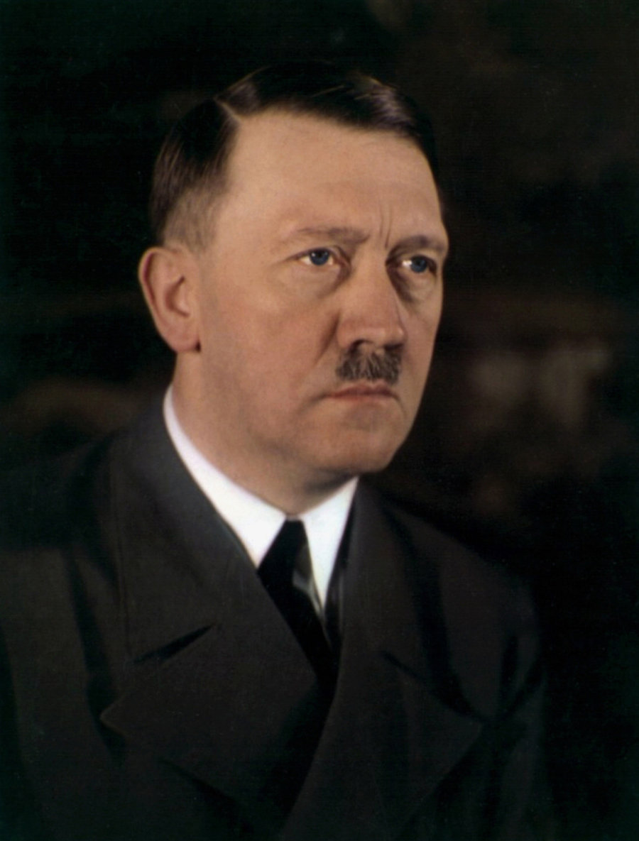 A rare color photo of Adolf Hitler showing the blue color of his eyes.