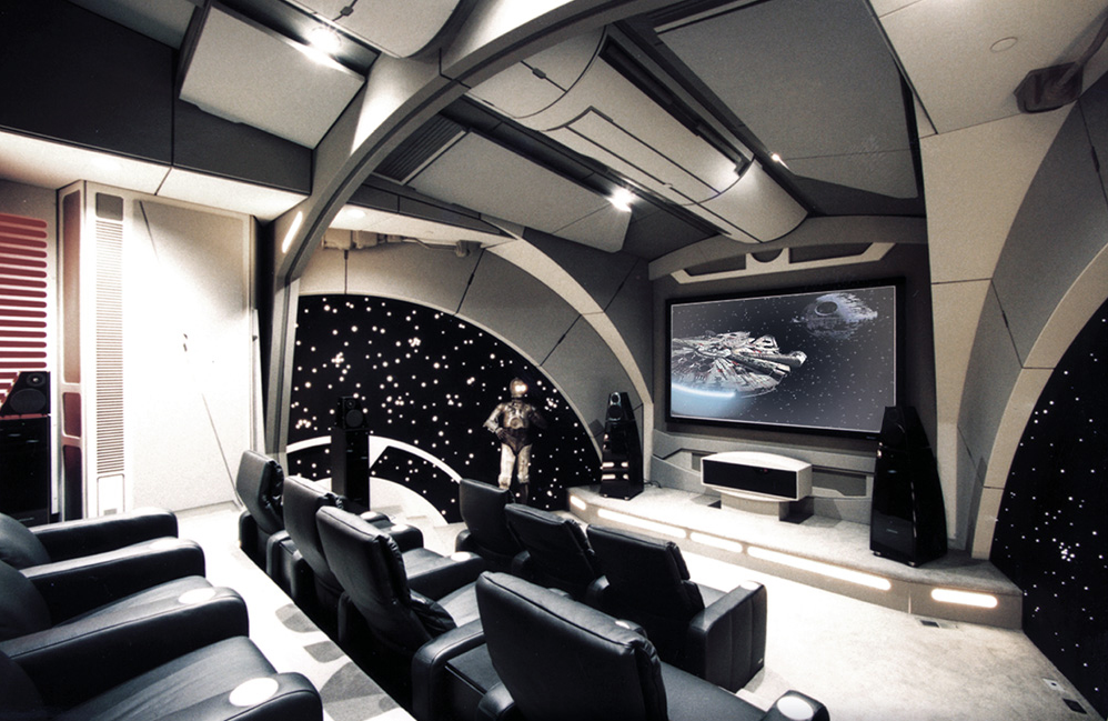 This is NOT your father's Death Star theater... unless, of course, you happen to be Luke Skywalker. DillonWorks in Mukilteo, WA near Seattle fabricated this custom home theater with automatic doors and twinkling star fields.