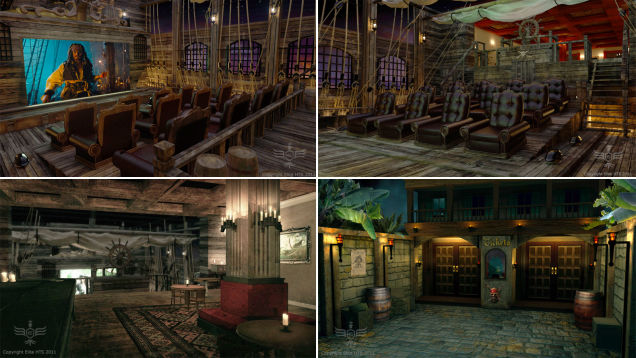 Designed by Elite HTS this pirate-themed home theater also kicks ass. The pics are renders, but this is very much a real thing currently being constructed in one luxurious Palm Beach, Florida home.