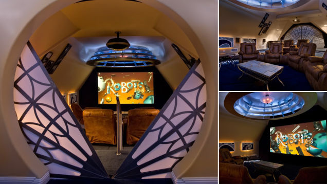 The Revolution theater is a rotating home theater by Casa Cinema. The front row seats can be rotated 180 degrees face to the second row, so that the screening room transforms into a chatting room.