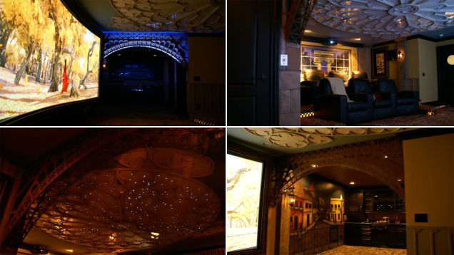 A piece of Notre Dame cathedral in your home, the Au Paris theater was designed by Donny Hackett at Casa Cinema.
