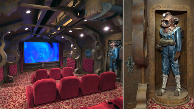 This private home theater by Dillon Works is based on the Nautilus submarine from the Disney movie classic 20,000 Leagues Under the Sea.