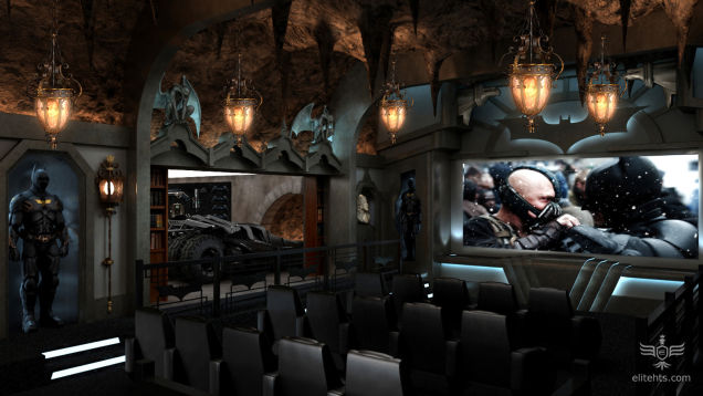 Here's a slightly more sophisticated and detailed batcave, which fuses together the elements of Wayne Manor, with the Art Deco styling of Gotham City. Also designed by Elite HTC, it comes complete complete with Batsuits and a badass Batmobile.