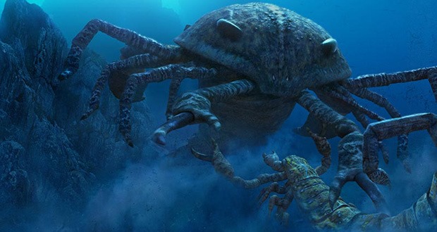 This thing makes Brontoscorpio look like a little puppy. A little armored puppy with pincers and a stinger the size of a light bulb. Jaekelopterus was the size of a crocodile with an appetite to match. It ravaged anything that stood in its wake. Other sea scorpions, ancient fish, ammonites, anything was on the dinner menu. It was also one of the largest sea scorpions in existence.