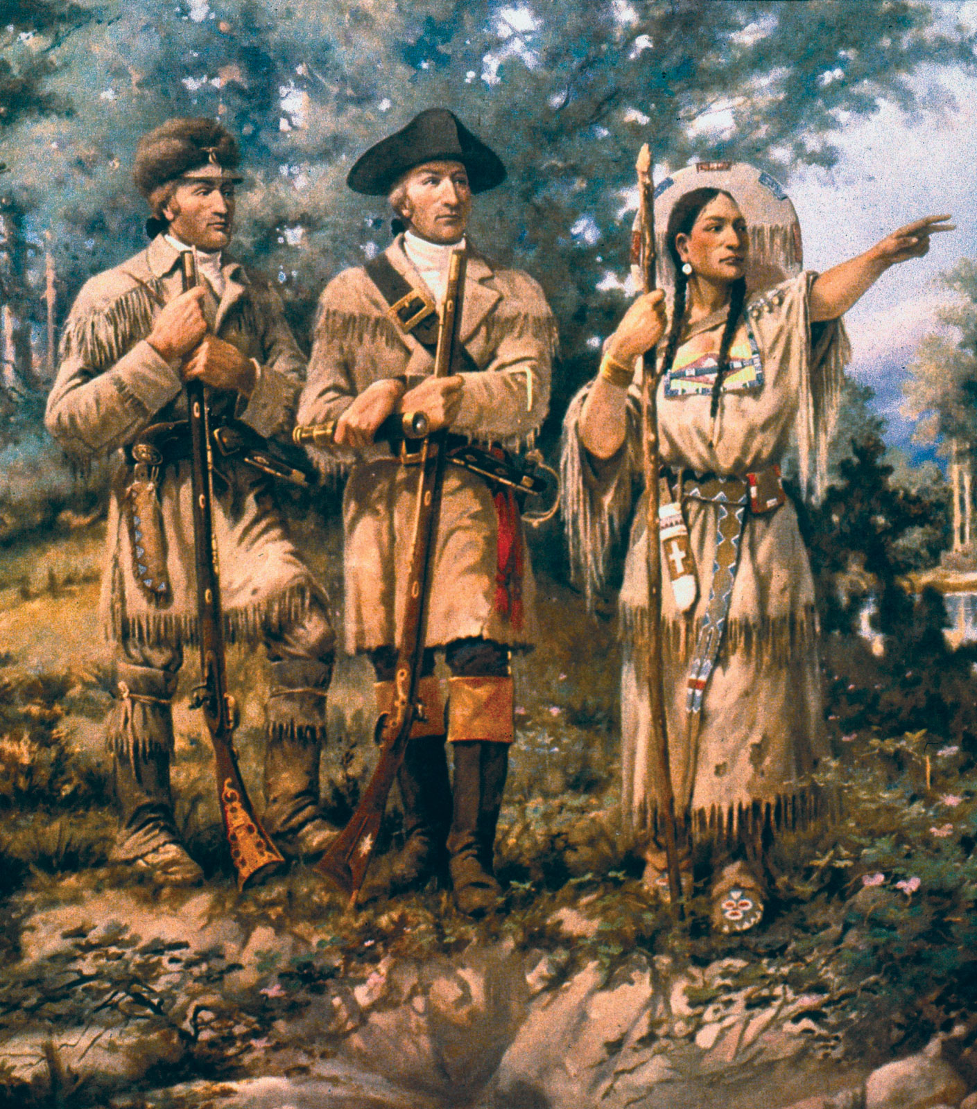 In their exploration of the Western United States in 1804, Lewis and Clark were using Sacagawea as an interpreter with the native people as they traveled west. Before they crossed the Rocky Mountains, they had to secure horses for their journey across in order to survive. The local Indian tribe didnt trust Lewis and Clark and believed they might be a war party. As Sacagawea was interpreting and talking with the Indian chief and getting nowhere, she suddenly realized that the chief is actually her long lost brother and breaks down hysterical crying. She was taken as a slave from a neighboring tribe at a very young age. It completely changed the direction of the talks and Lewis and Clarks party of 40 people got their horses