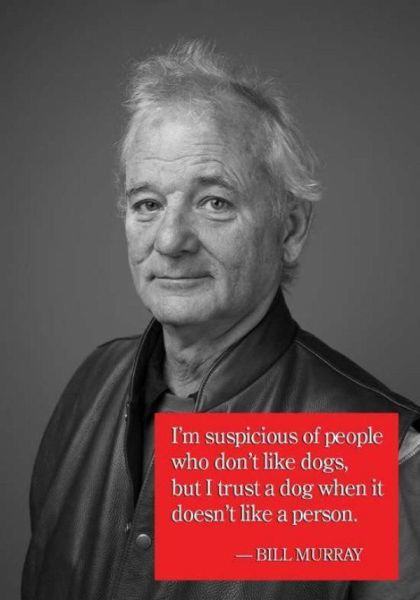 tom hanks or bill murray - I'm suspicious of people who don't dogs, but I trust a dog when it doesn't a person. Bill Murray