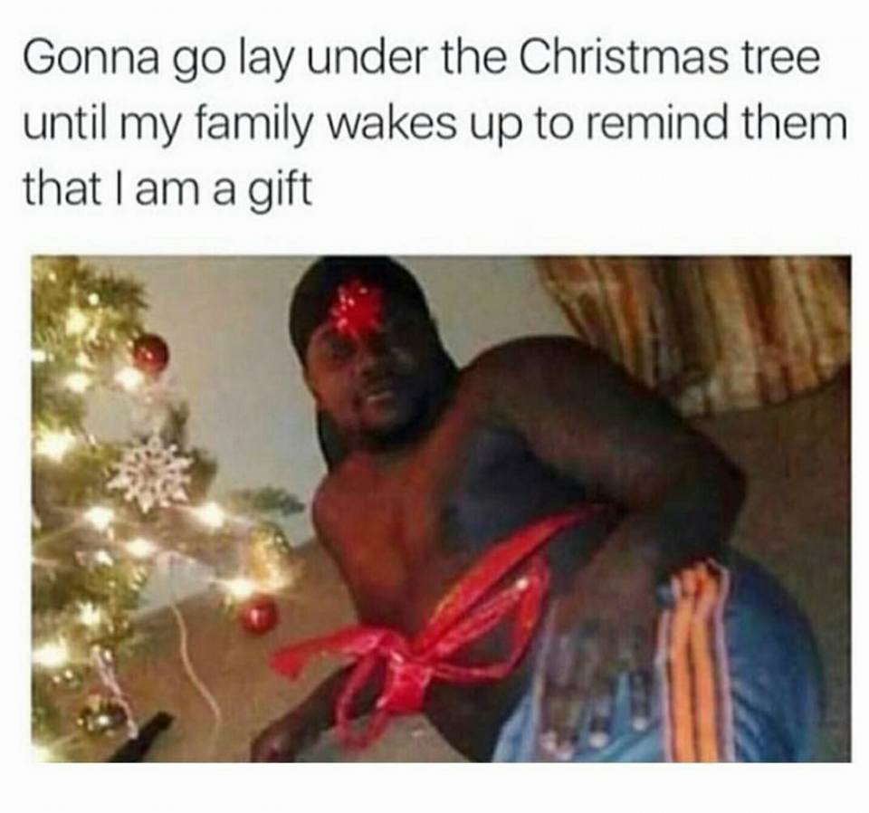 am the gift meme christmas - Gonna go lay under the Christmas tree until my family wakes up to remind them that I am a gift