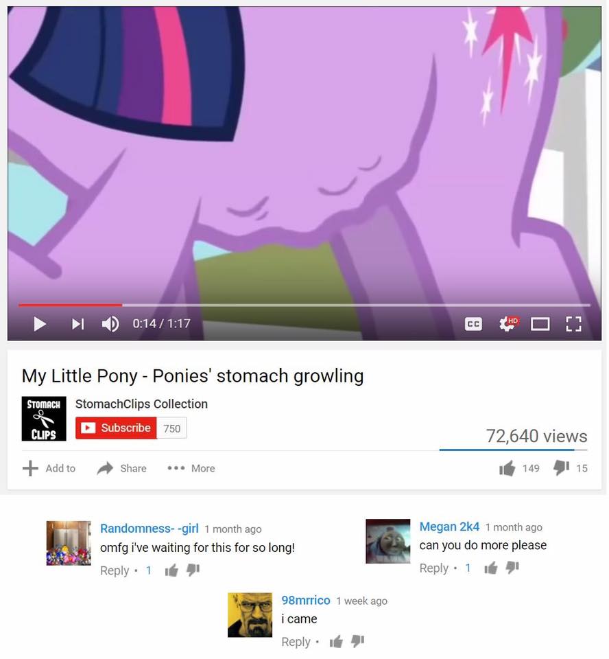 cursed mlp - My Little Pony Ponies' stomach growling Stomach StomachClips Collection Subscribe 750 Clips 72,640 views Add to ... More 14941 15 Randomnessgirl 1 month ago omfg i've waiting for this for so long! 1 1 1 Megan 2k4 1 month ago can you do more p