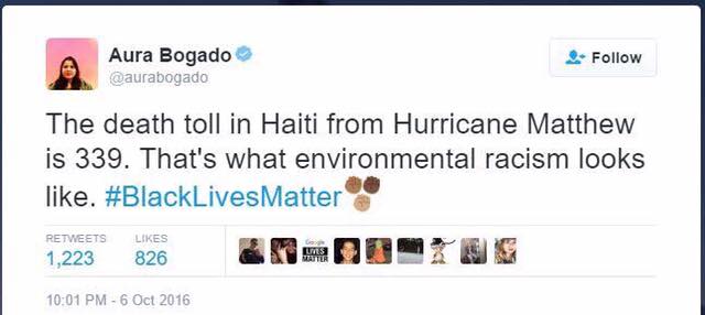 web page - Aura Bogado The death toll in Haiti from Hurricane Matthew is 339. That's what environmental racism looks . 1,223 826