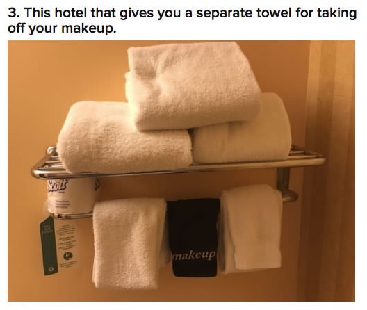black makeup towels - 3. This hotel that gives you a separate towel for taking off your makeup. 1 nakeup