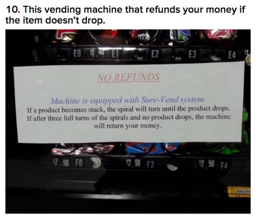refund vending machine - 10. This vending machine that refunds your money if the item doesn't drop. 91.40 E2 , E3 E42 No Refunds Machine is equipped with SureVend system. If a product becomes stuck, the spiral will turn until the product drops. If after t