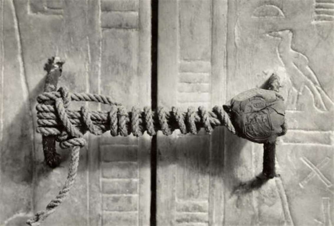 The intact seal on the tomb of Tutankhamen, in 1922. It was left untouched for 3245 years.