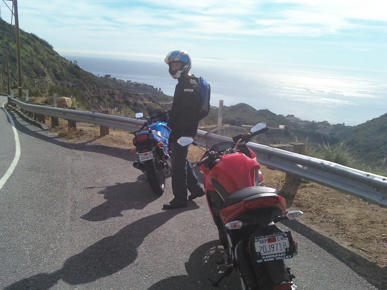 Me and my friend taking our Ninjas through decker canyon to the PCH