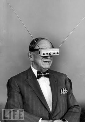 26 T.V. Glasses, 1963 Inventor Hugo Gernsback with his T.V. Glasses.