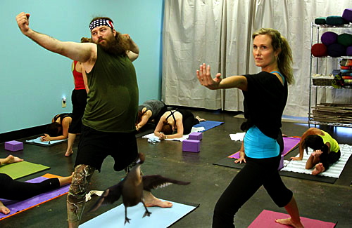 Duck does yoga with Willie from Duck Dynasty