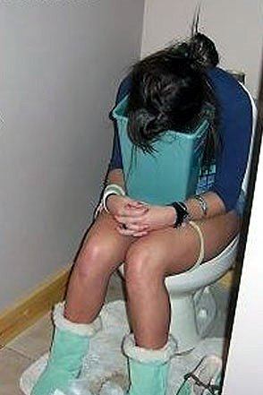 A 12 pack of Coors light 15 bucks, plastic waste basket 4 bucks, a picture of wasted girl on the toilet priceless. 