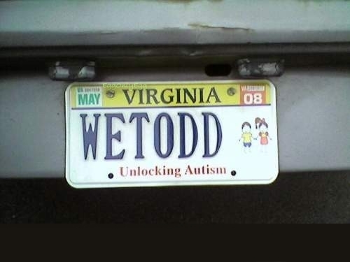 vehicle registration plate - May Virginia 08 Wetodd . Unlocking Autism.