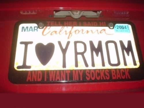 heart on license plate - Mar Ar Valifornia 2004 Ivyrmom And I Want My Socks Back