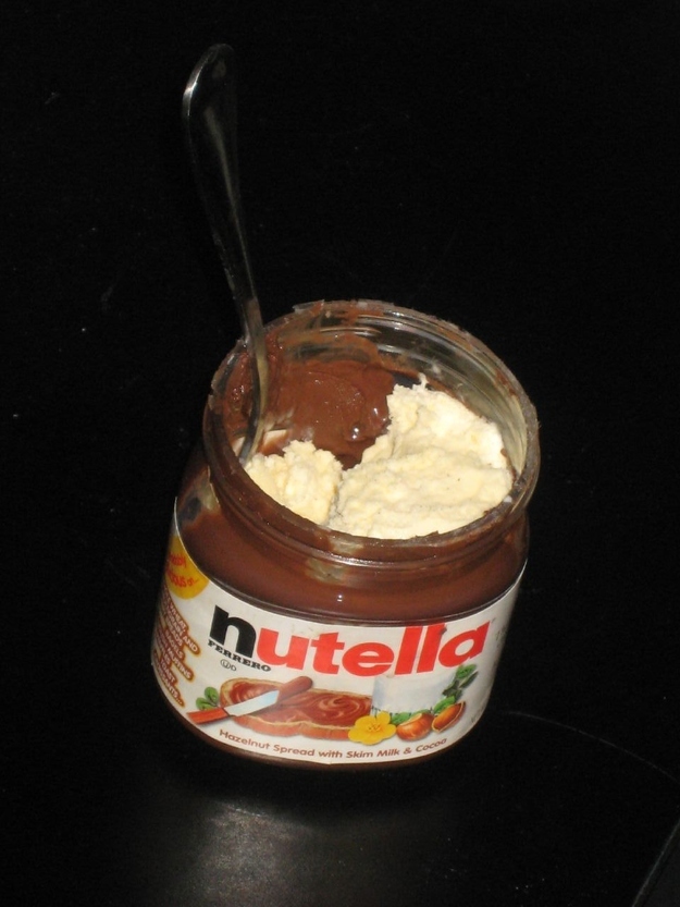 Add Ice cream to an almost empty jar of Nutella for a delicious treat.