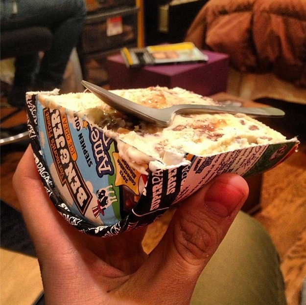 Splitting a pint with someone, cut it in half and forget about needing bowls.