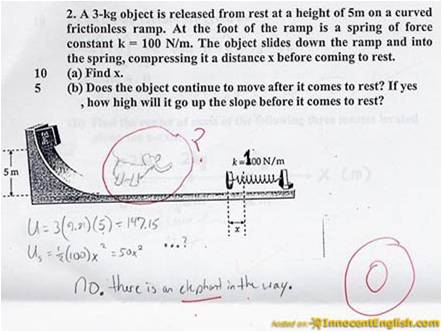 Funny Physics Test Answers