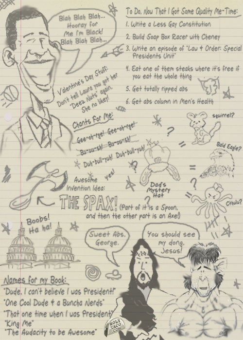 George Bush's doodles from Obama's Inauguration.