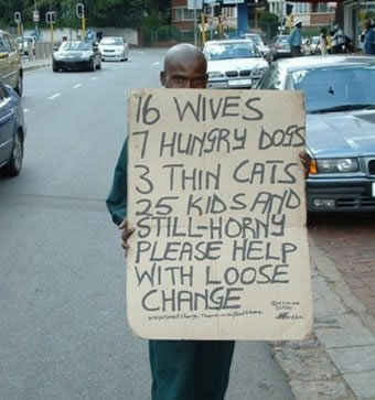 Hilarious 'spare change' signs.