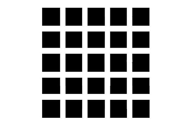 Look closely at the black squares. You'll begin to see grey spots appearing at the intersections of the white lines amongst the black squares