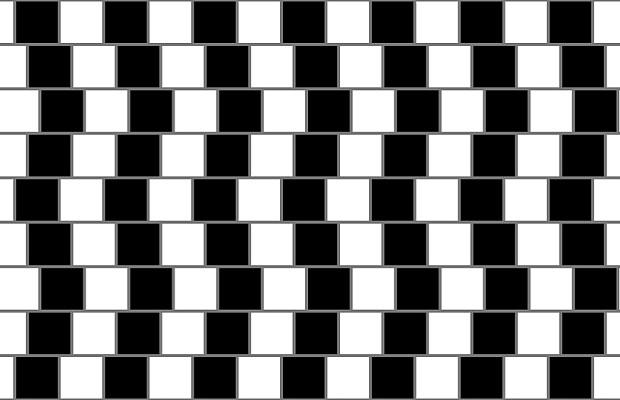 The horizontal lines appear to be bent, although they in fact parallel straight horizonal lines