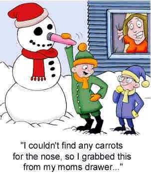 funny merry christmas - "I couldn't find any carrots for the nose so I grabbed this from my moms drawer..."