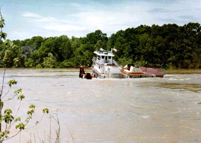 Tug boat hits bridge