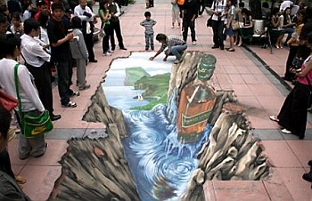 Amazing 3D sidewalk art.