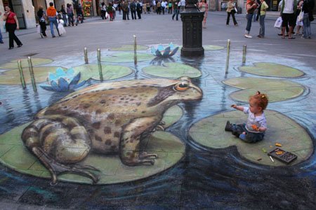 Amazing 3D sidewalk art.