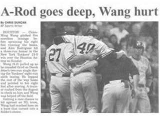 funny sports news headlines - ARod goes deep, Wang hurt Unean Vion