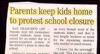 document - Parents keep kids home to protest school closure San Francisco Ap up even though most of the Parents kept 300 elementary students didn't, and that it school students home from was largely business as usual school for an entire day in a for the 