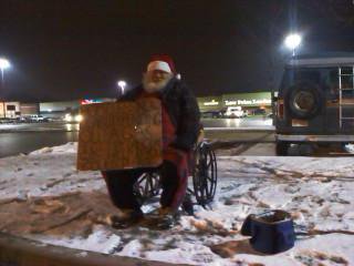 Saw Santa asking people for money and gas for his van....I guess that's what happens when he pisses off his wife.